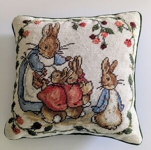 Beatrix Potter Collection Needlepoint Pillow Peter Rabbit